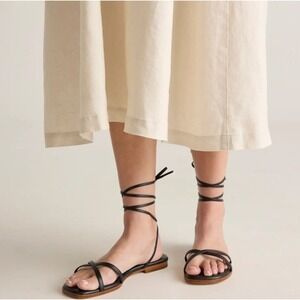 Quince 100% Leather Wrap Sandal Black New With Box Minimal Preppy Size 5